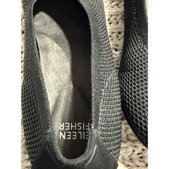 Eileen Fisher Knit Slip On Ballet Shoes Flats Textile Leather Womens 8.5 Black - Picture 9 of 9